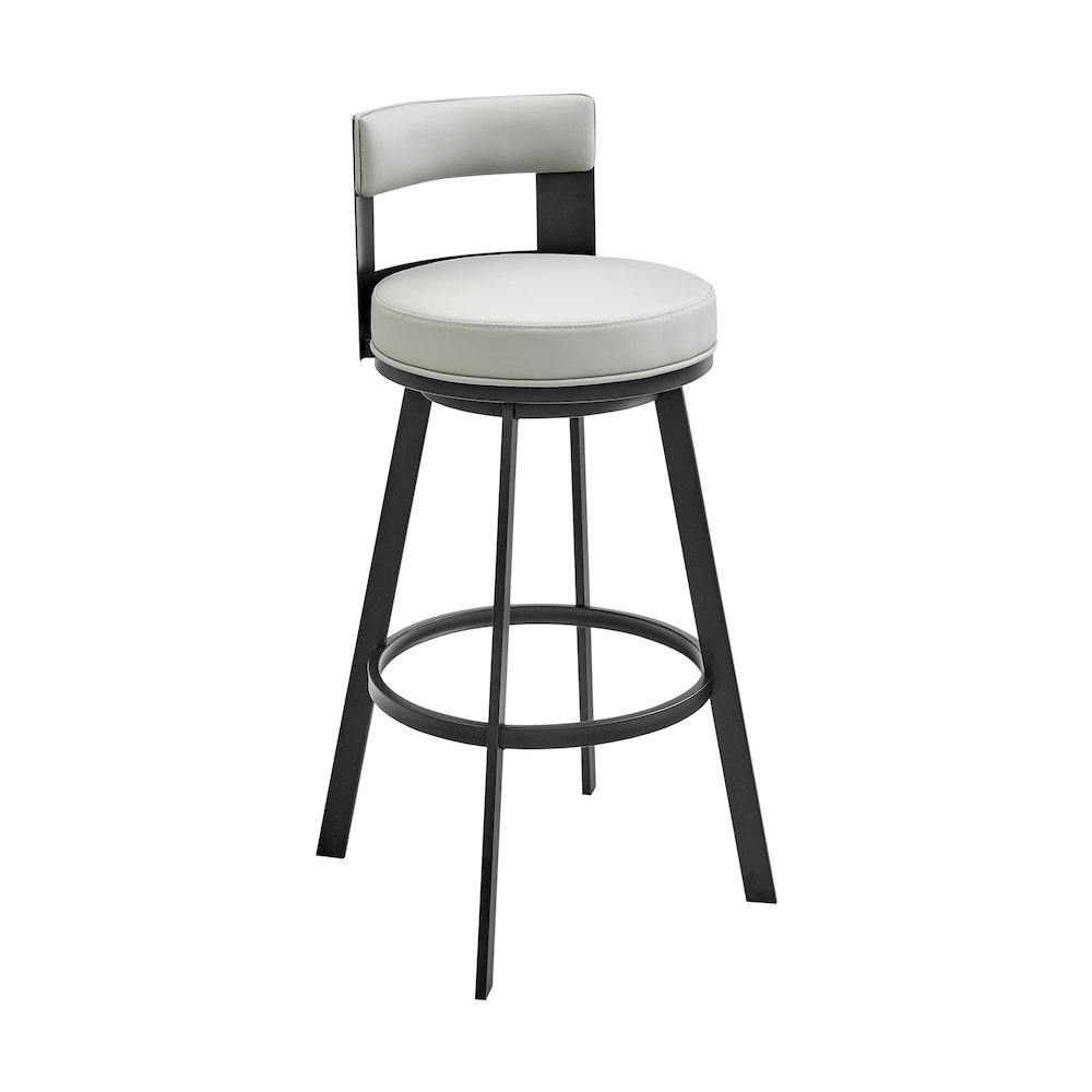 Lynof Swivel Counter or Bar Stool in Faux Leather and Metal. Picture 1