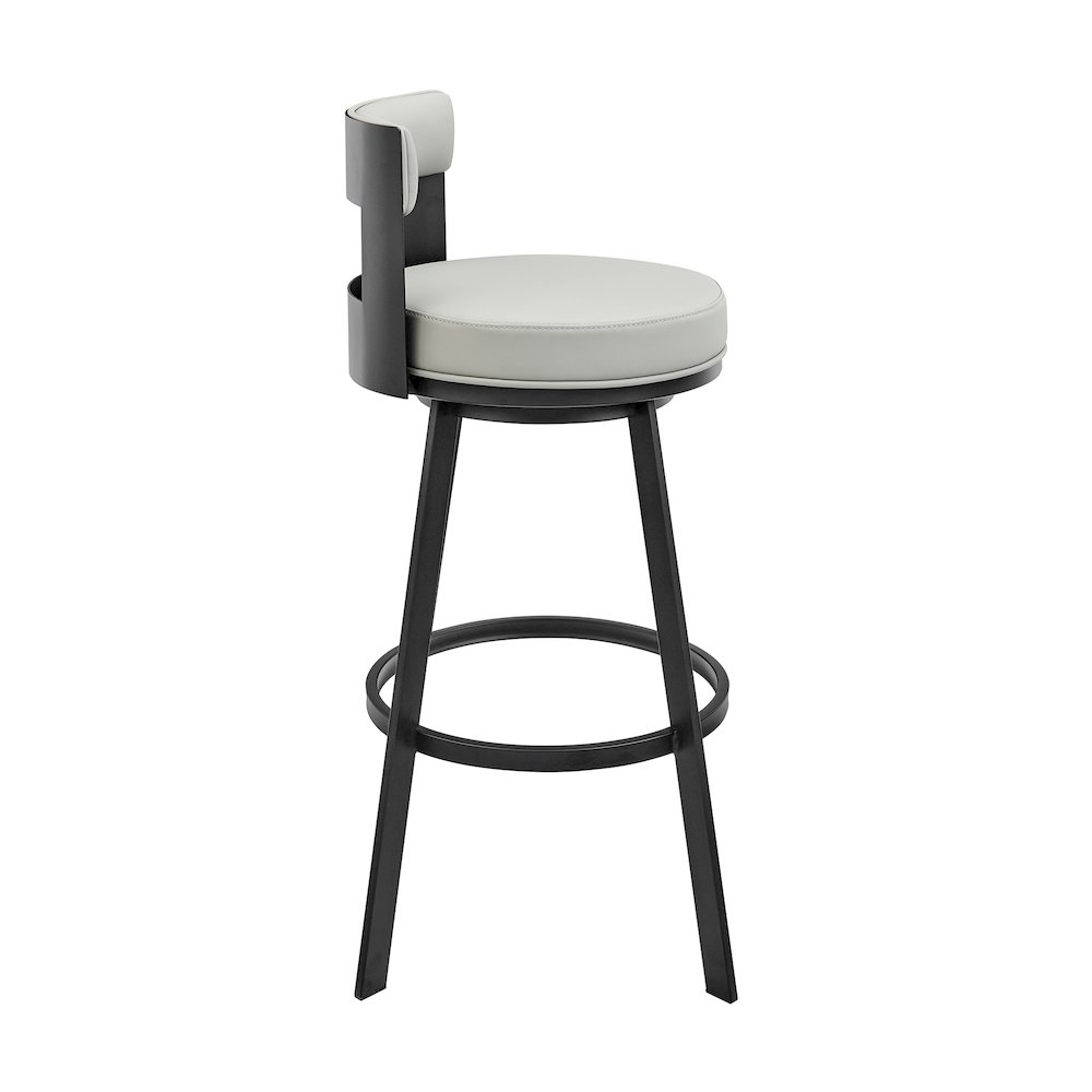 Lynof Swivel Counter or Bar Stool in Faux Leather and Metal. Picture 3