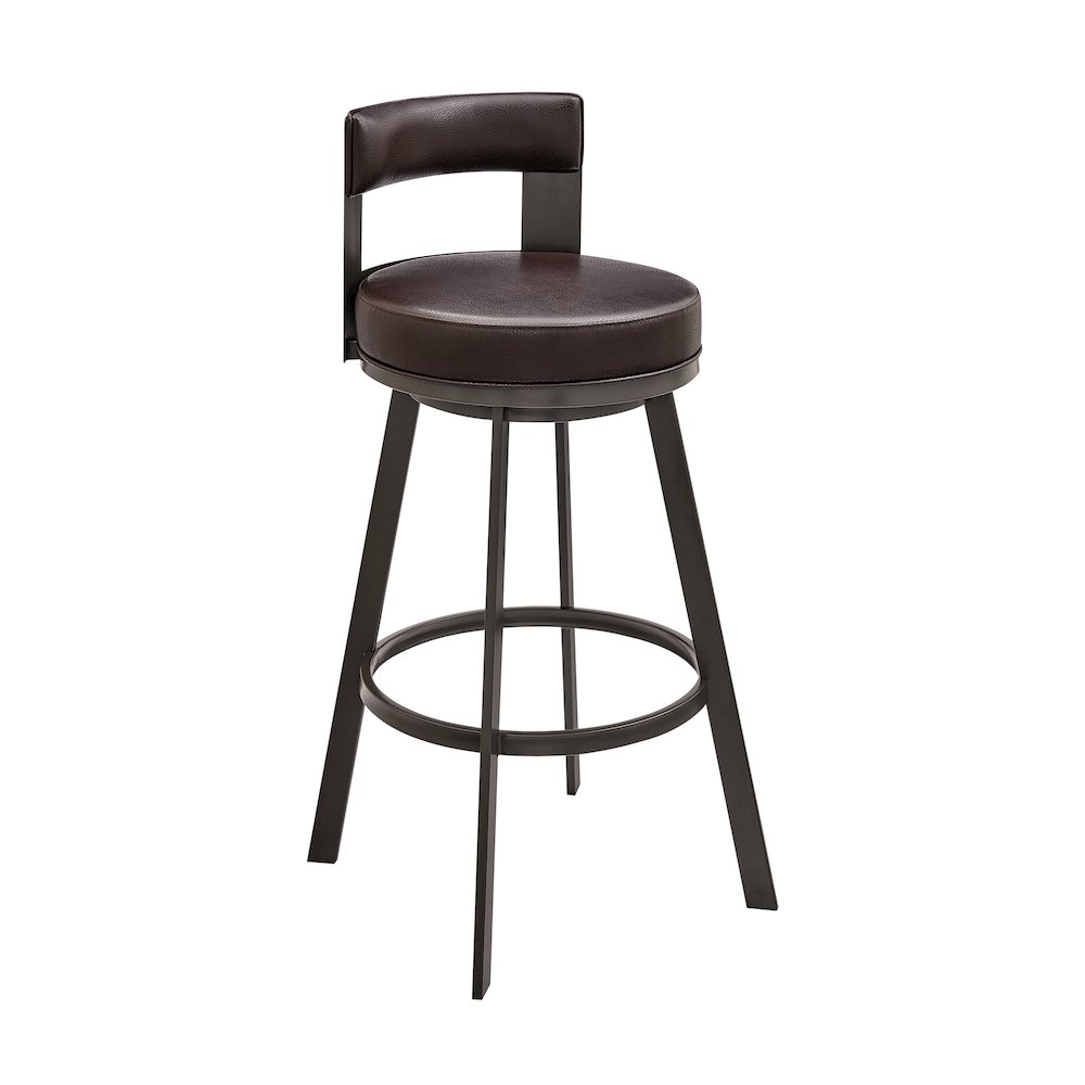 Lynof Swivel Counter or Bar Stool in Faux Leather and Metal. Picture 1