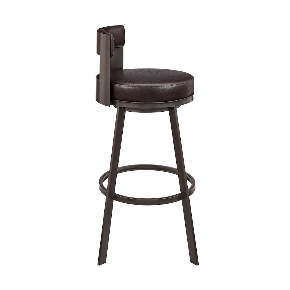Lynof Swivel Counter or Bar Stool in Faux Leather and Metal. Picture 3