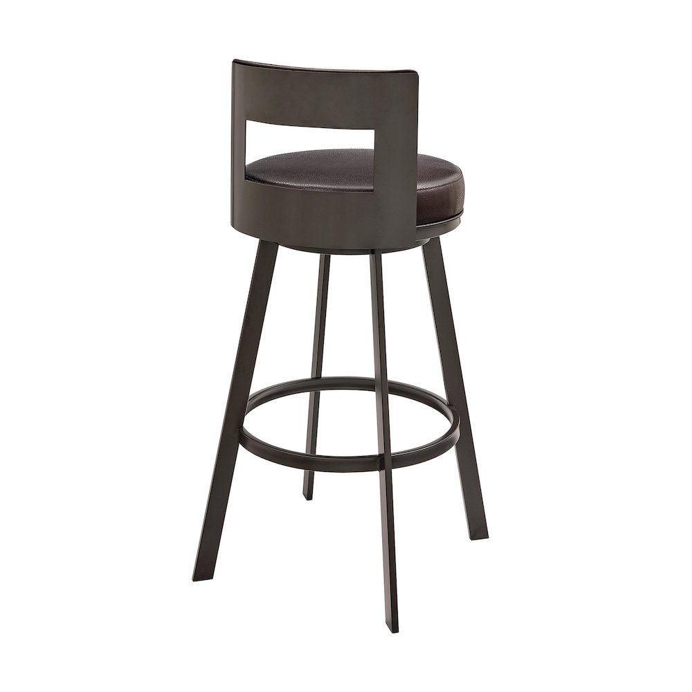 Lynof Swivel Counter or Bar Stool in Faux Leather and Metal. Picture 4