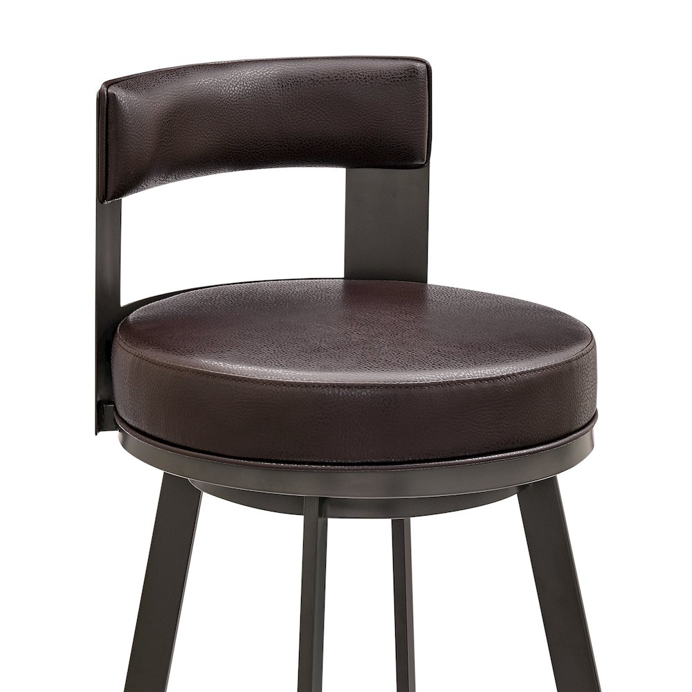 Lynof Swivel Counter or Bar Stool in Faux Leather and Metal. Picture 6