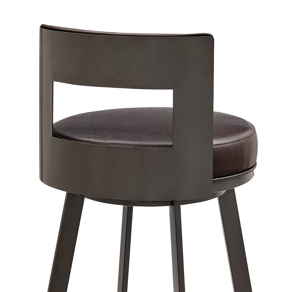 Lynof Swivel Counter or Bar Stool in Faux Leather and Metal. Picture 7
