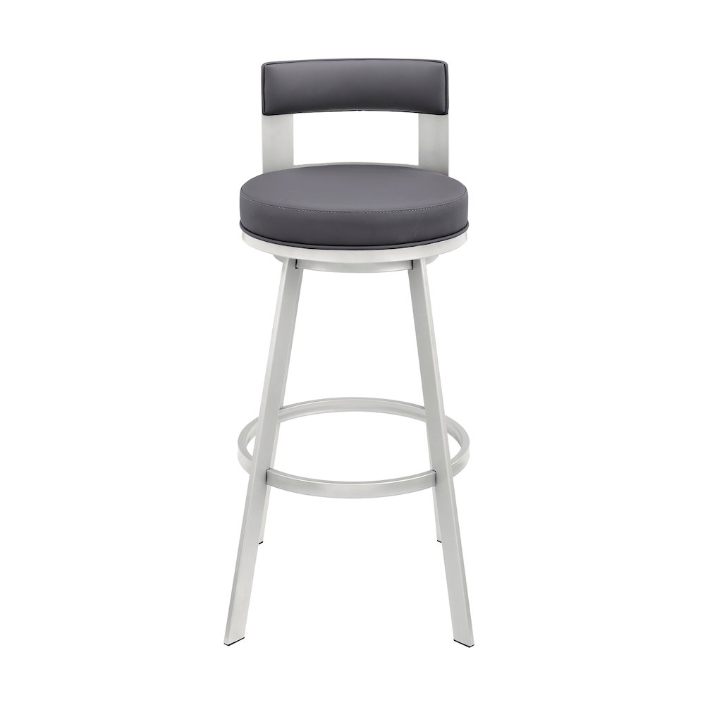 Lynof Swivel Counter or Bar Stool in Faux Leather and Metal. Picture 2
