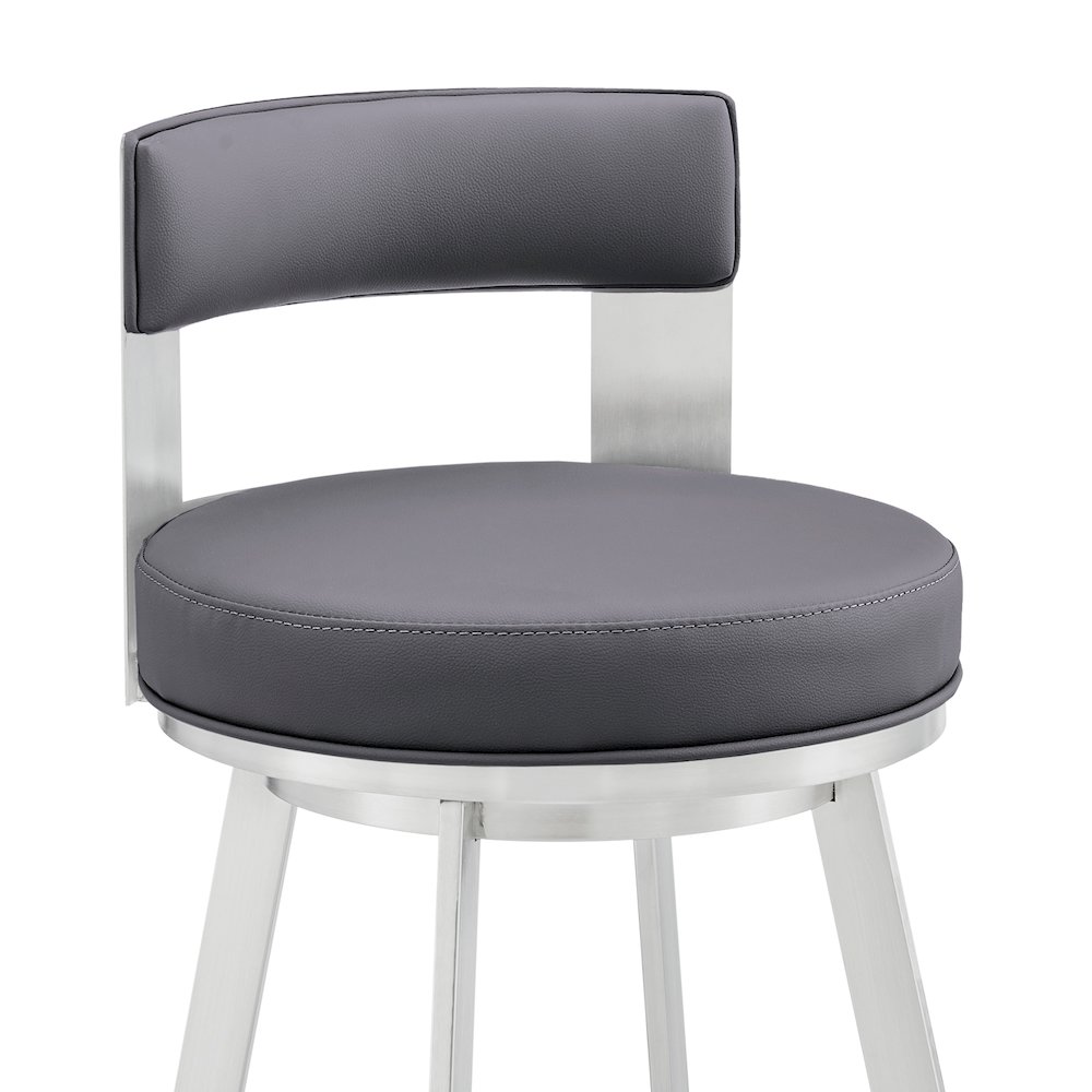 Lynof Swivel Counter or Bar Stool in Faux Leather and Metal. Picture 6