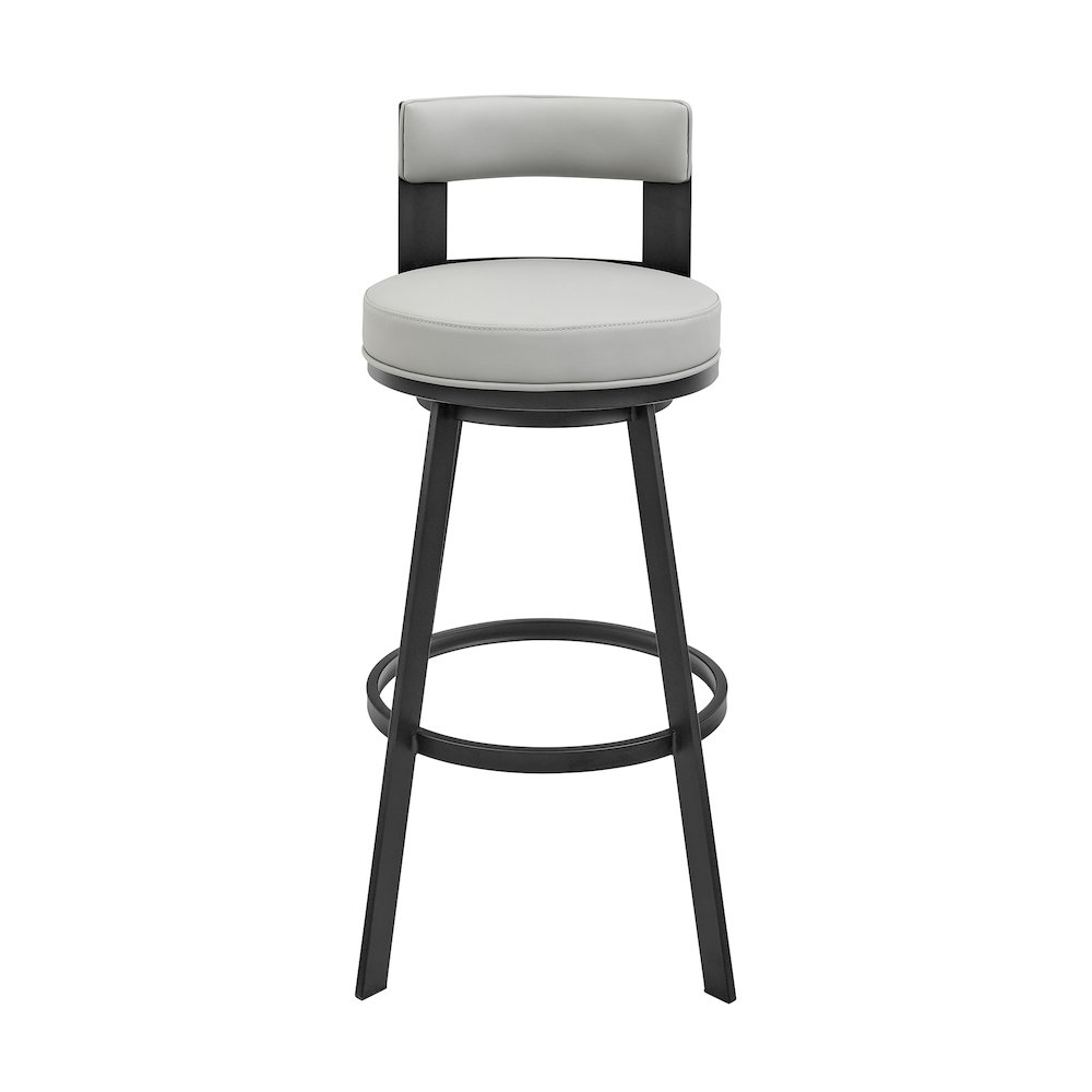 Lynof Swivel Counter or Bar Stool in Faux Leather and Metal. Picture 2