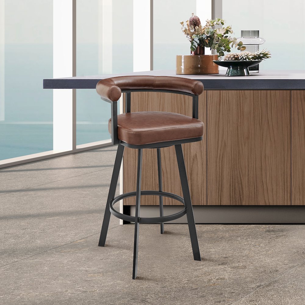 Nolagam Swivel Counter or Bar Stool in Faux Leather and Metal. Picture 10