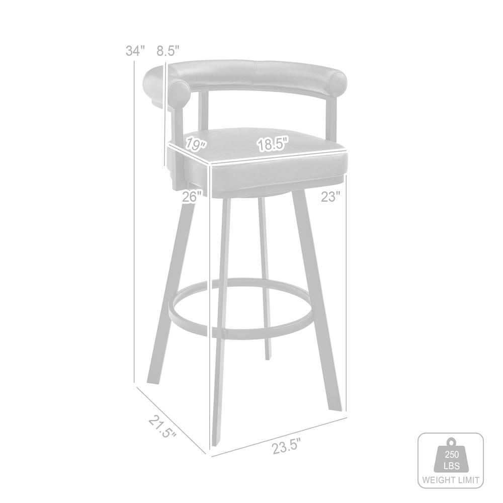 Nolagam Swivel Counter Stool in Brushed Stainless Steel with White Faux Leather. Picture 8
