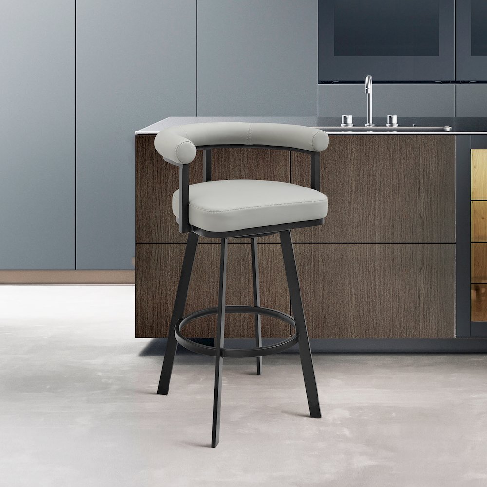 Nolagam Swivel Counter or Bar Stool in Faux Leather and Metal. Picture 10