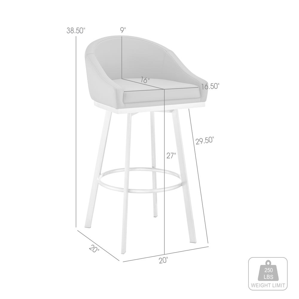 Noran Swivel Bar Stool in Brushed Stainless Steel with Black Faux Leather. Picture 9