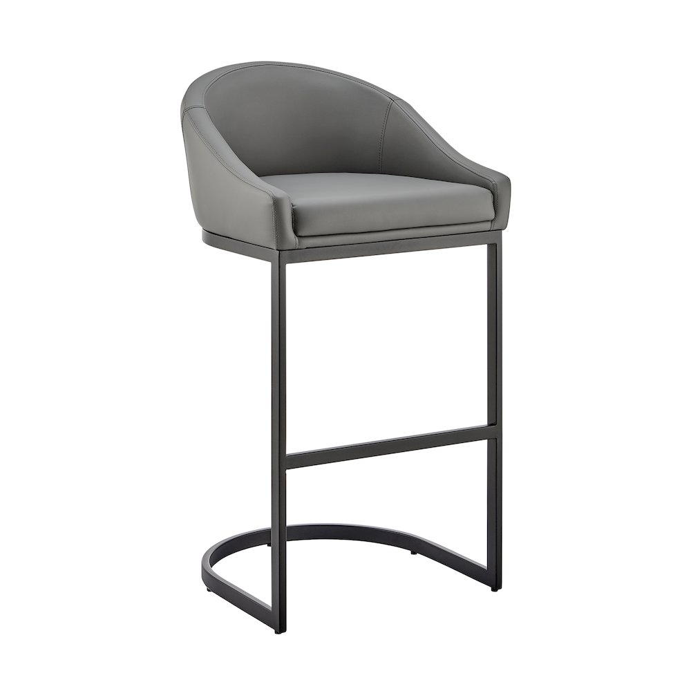 Atherik Bar or Counter Stool in Faux Leather and Metal. Picture 1