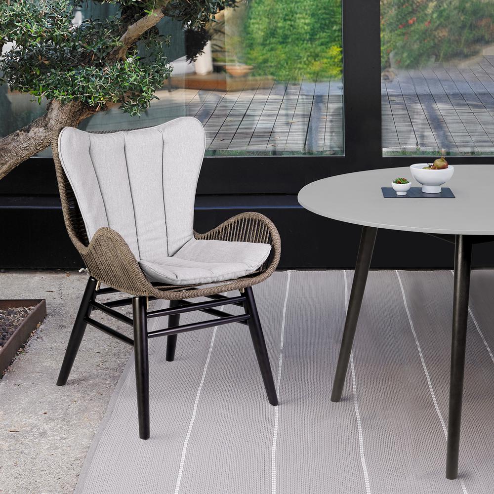 Fanny Outdoor Patio Dining Chair in Dark Eucalyptus Wood and Truffle Rope. Picture 10