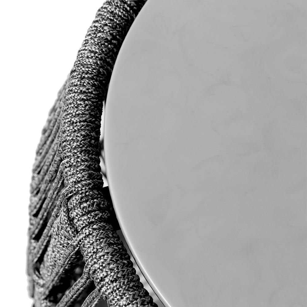 Emory Indoor Outdoor Garden Stool End Table in Grey Rope and Grey Stone. Picture 2