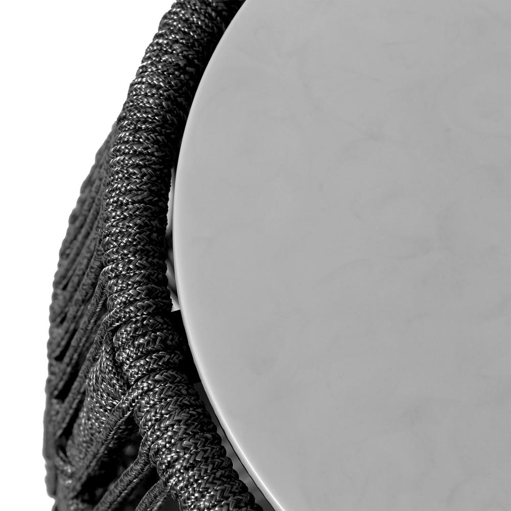 Emory Indoor Outdoor Garden Stool End Table in Charcoal Rope and Grey Stone. Picture 2