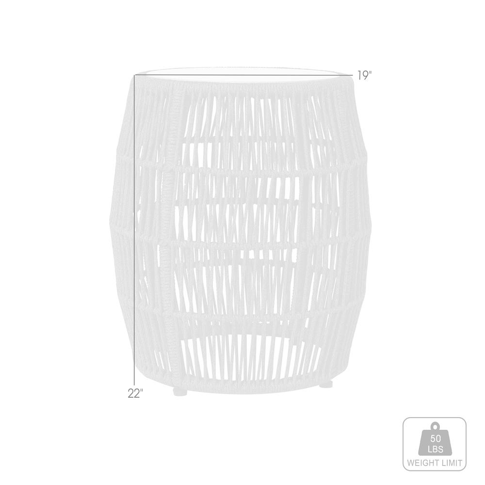 Emory Indoor Outdoor Garden Stool End Table in Charcoal Rope and Grey Stone. Picture 5