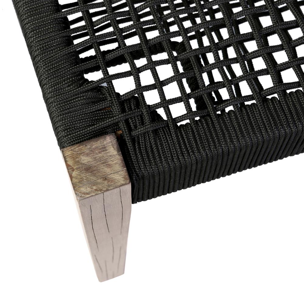 Camino Indoor Outdoor Dining Bench in Eucalyptus Wood and Charcoal Rope. Picture 3