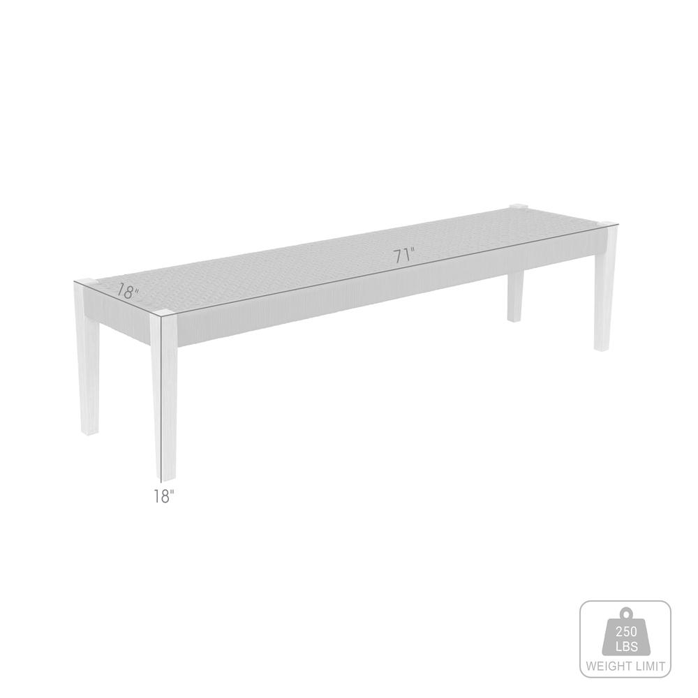 Camino Indoor Outdoor Dining Bench in Eucalyptus Wood and Charcoal Rope. Picture 7