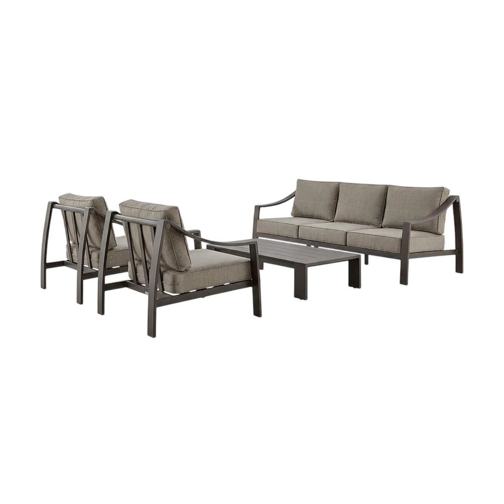 Brown Outdoor Sofa With Aluminum Frame, Water Resistant, Modern Design. Picture 1