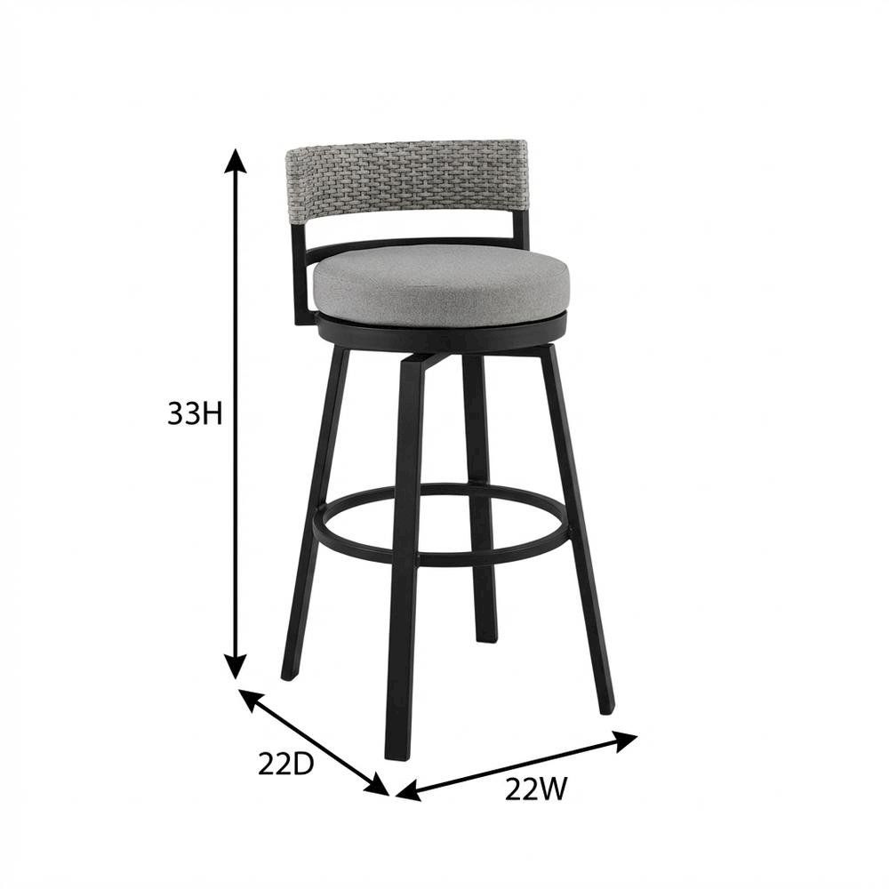 Outdoor Patio Counter Height Swivel Bar Stool, Aluminum, Dark Grey Cushions. Picture 7