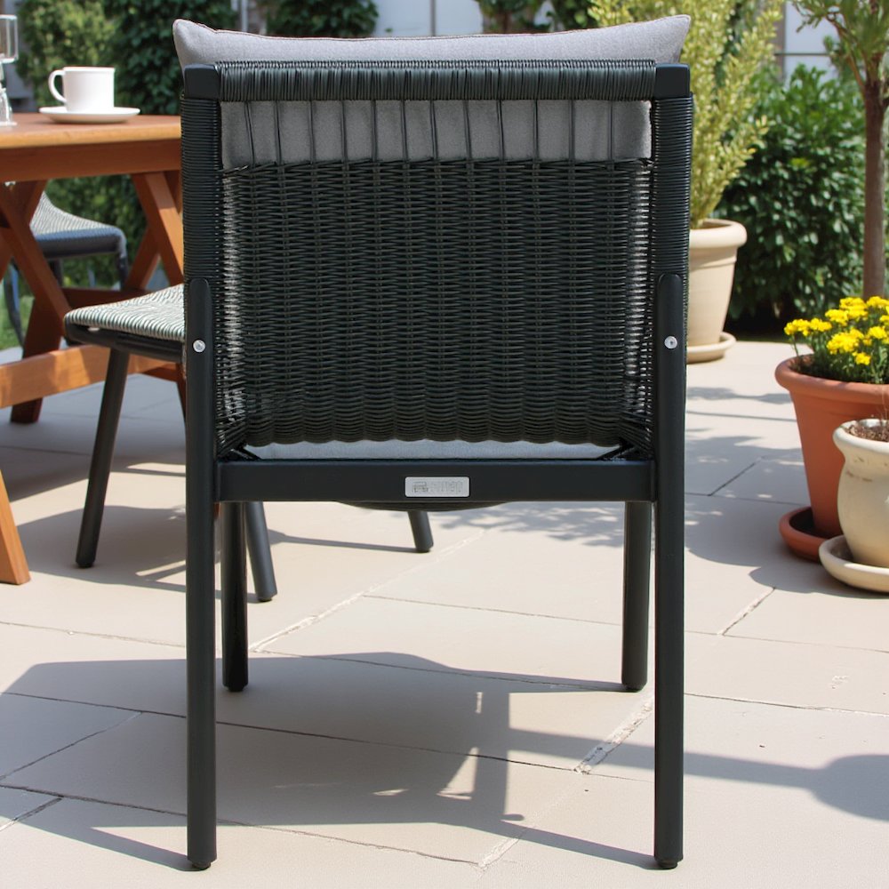 Aluminum Outdoor Dining Chairs with Gray Cushions - Set of 2 Patio Chairs. Picture 8