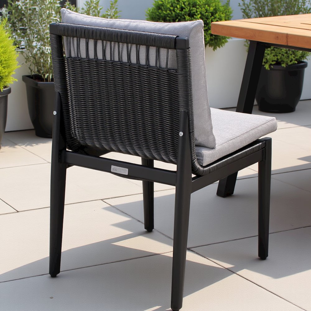 Aluminum Outdoor Dining Chairs with Gray Cushions - Set of 2 Patio Chairs. Picture 6