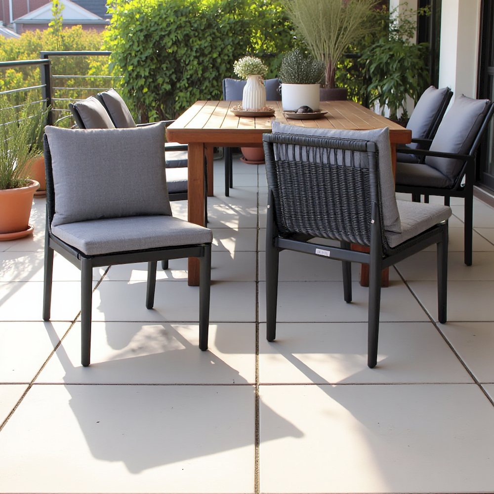 Aluminum Outdoor Dining Chairs with Gray Cushions - Set of 2 Patio Chairs. Picture 7