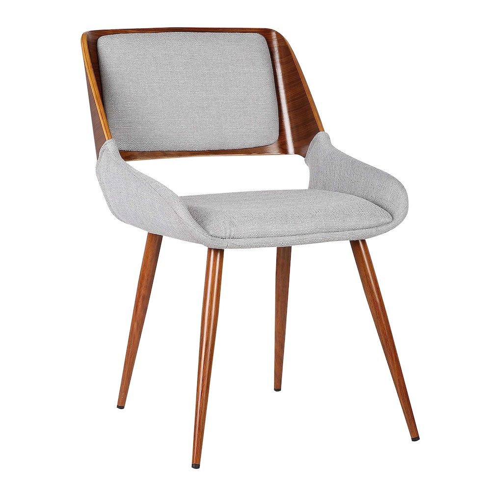 Panda Mid-Century Dining Chair Walnut Finish and Gray Fabric Set Of 2. Picture 2