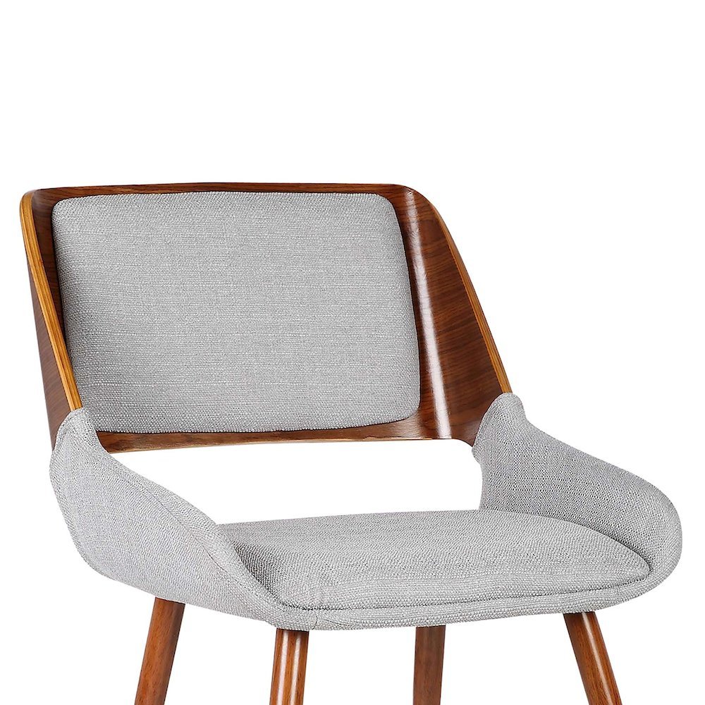 Panda Mid-Century Dining Chair Walnut Finish and Gray Fabric Set Of 2. Picture 4