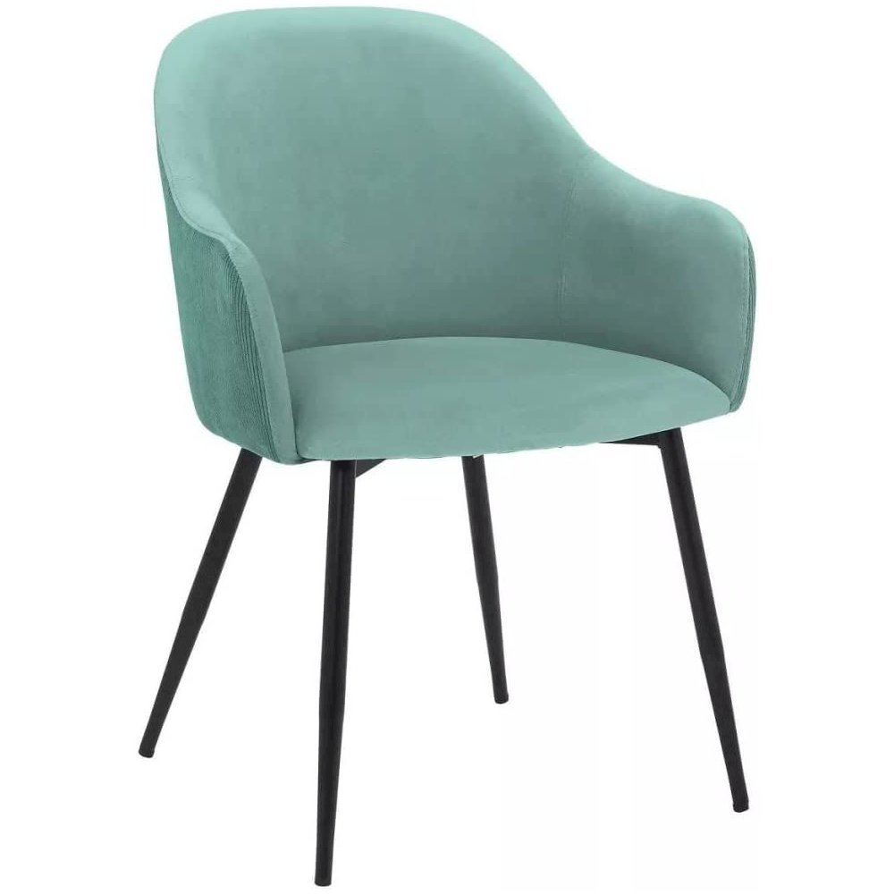 Pixie Two Tone Teal Fabric Dining Room Chair with Black Metal Legs. Picture 1