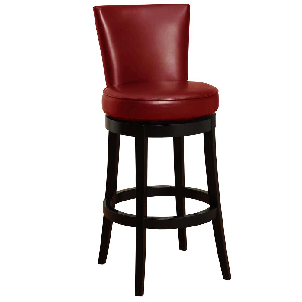 Armen Living Boston Swivel Barstool In Red Bonded Leather 30" seat height. Picture 1