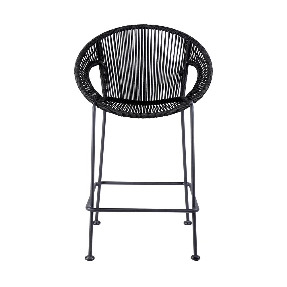 Acapulco 30" Indoor Outdoor Steel Bar Stool with Black Rope. Picture 1