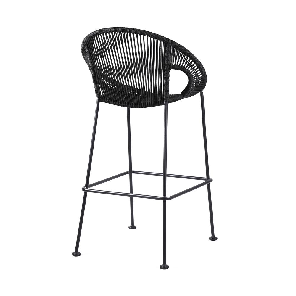 Acapulco 30" Indoor Outdoor Steel Bar Stool with Black Rope. Picture 2