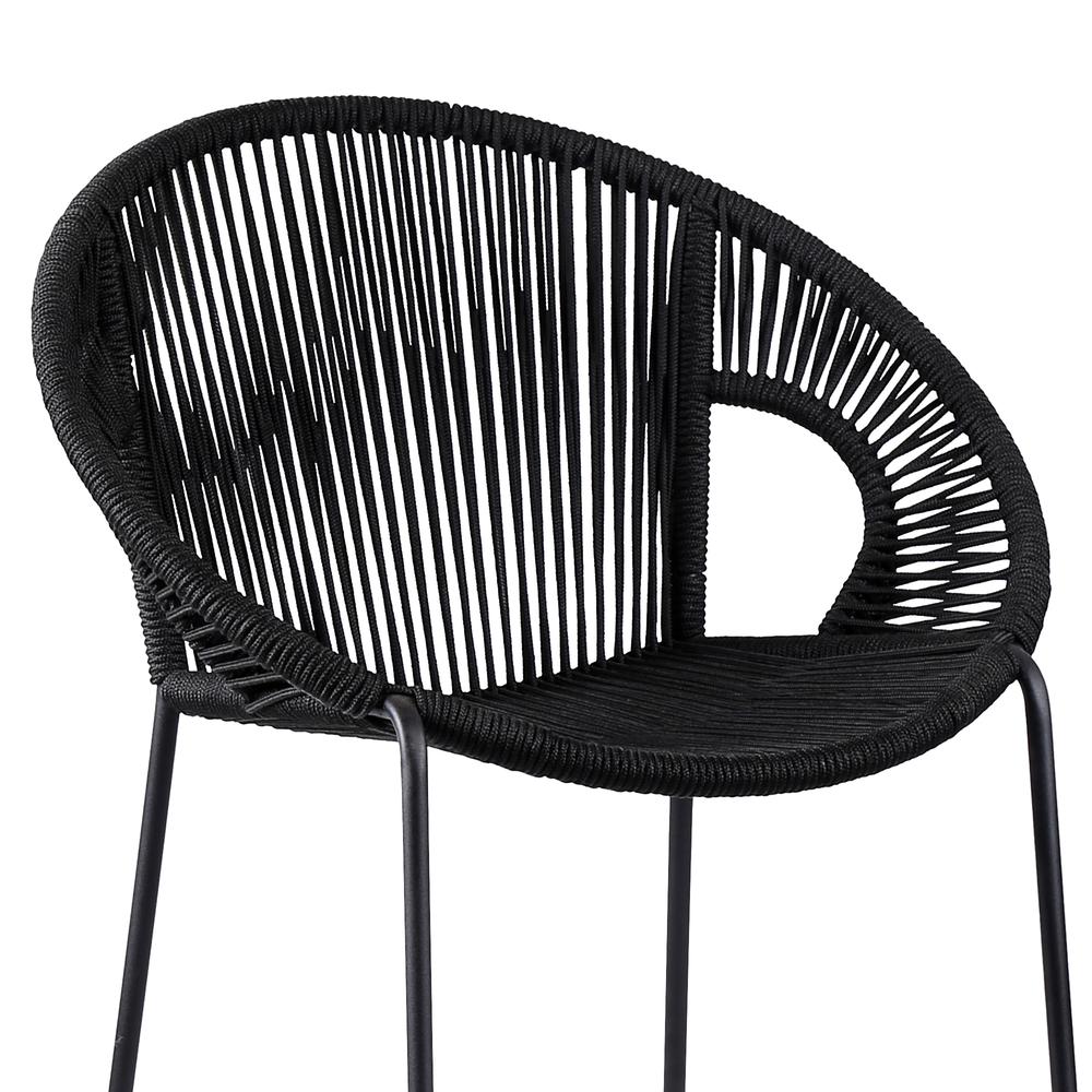 Acapulco 30" Indoor Outdoor Steel Bar Stool with Black Rope. Picture 3