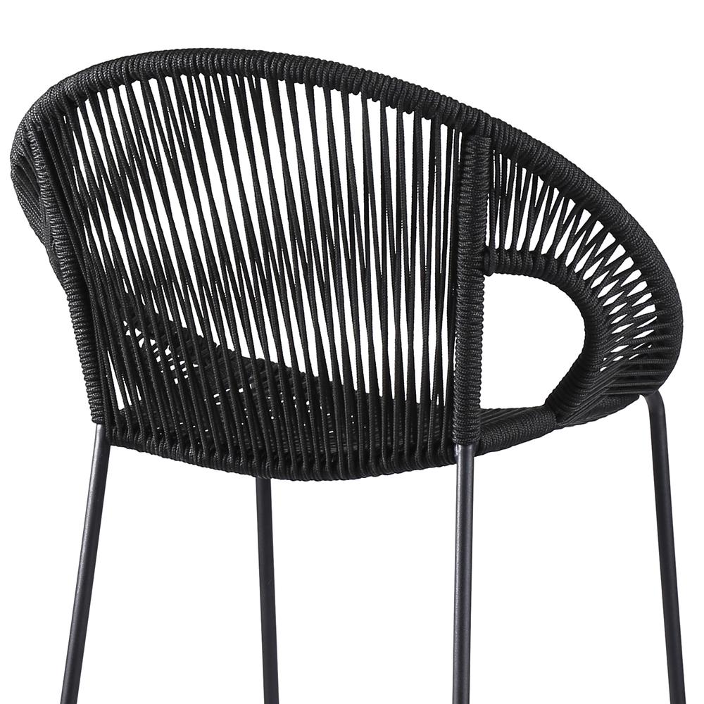 Acapulco 30" Indoor Outdoor Steel Bar Stool with Black Rope. Picture 4