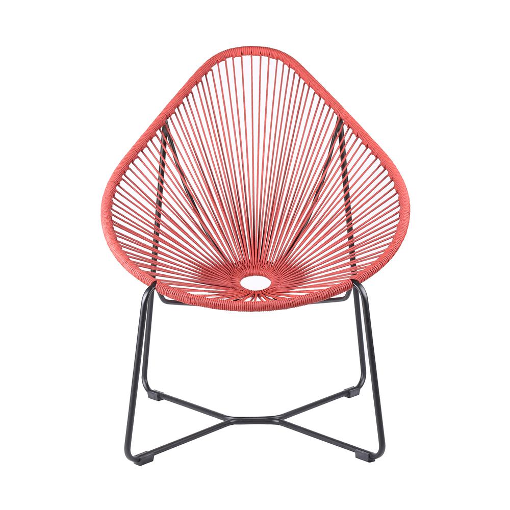 Acapulco Indoor Outdoor Steel Papasan Lounge Chair with Brick Red Rope. Picture 1