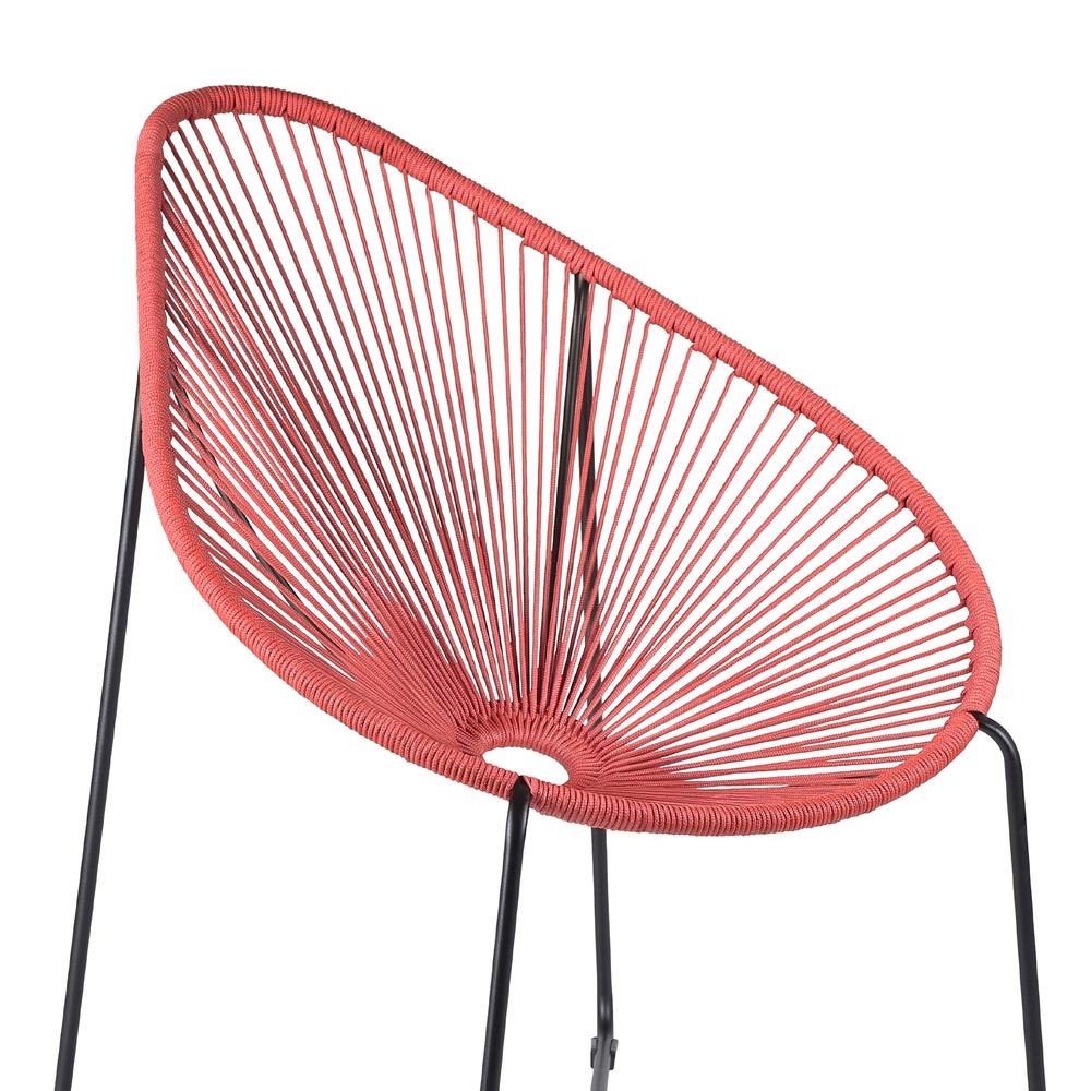 Acapulco Indoor Outdoor Steel Papasan Lounge Chair with Brick Red Rope. Picture 2