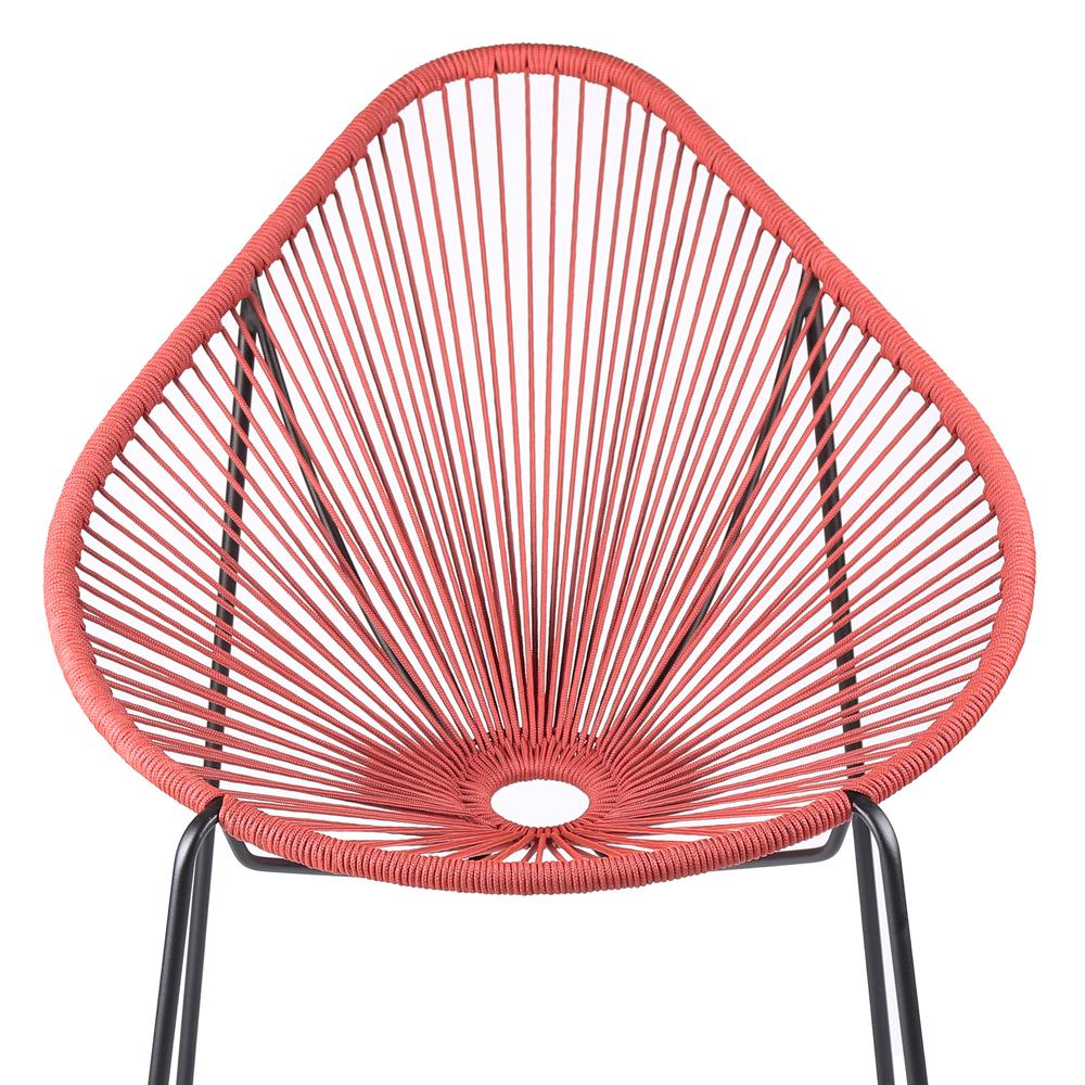 Acapulco Indoor Outdoor Steel Papasan Lounge Chair with Brick Red Rope. Picture 3