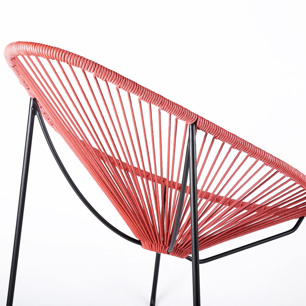 Acapulco Indoor Outdoor Steel Papasan Lounge Chair with Brick Red Rope. Picture 4