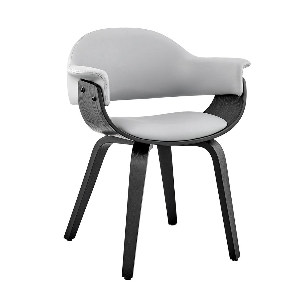 Adalyn Gray Faux Leather and Black Wood Dining Room Accent Chair. Picture 1
