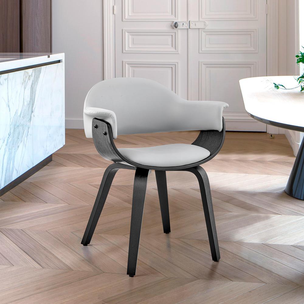 Adalyn Gray Faux Leather and Black Wood Dining Room Accent Chair. Picture 6