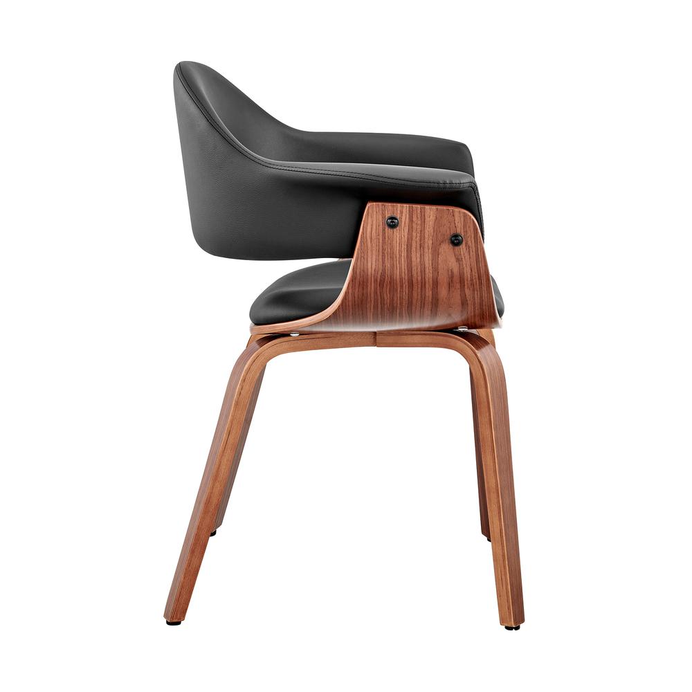 Adalyn Black Faux Leather and Walnut Wood Dining Room Accent Chair. Picture 3