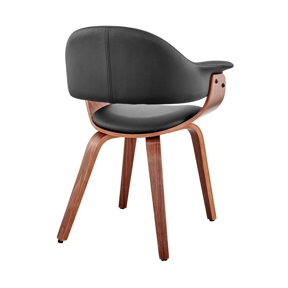 Adalyn Black Faux Leather and Walnut Wood Dining Room Accent Chair. Picture 4