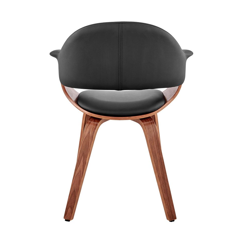 Adalyn Black Faux Leather and Walnut Wood Dining Room Accent Chair. Picture 5