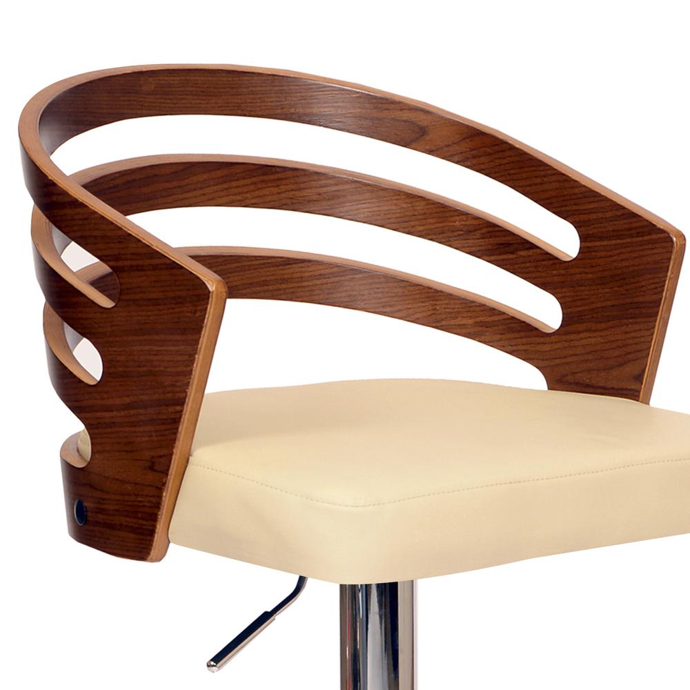 Armen Living Adele Swivel Barstool In Cream PU/ Walnut Veneer and Chrome Base. Picture 2