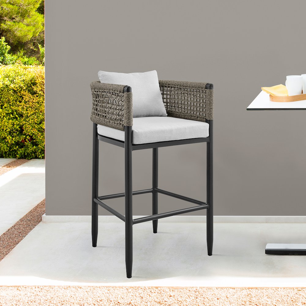 Outdoor Patio Counter or Bar Height Bar Stool in Aluminum. Picture 9