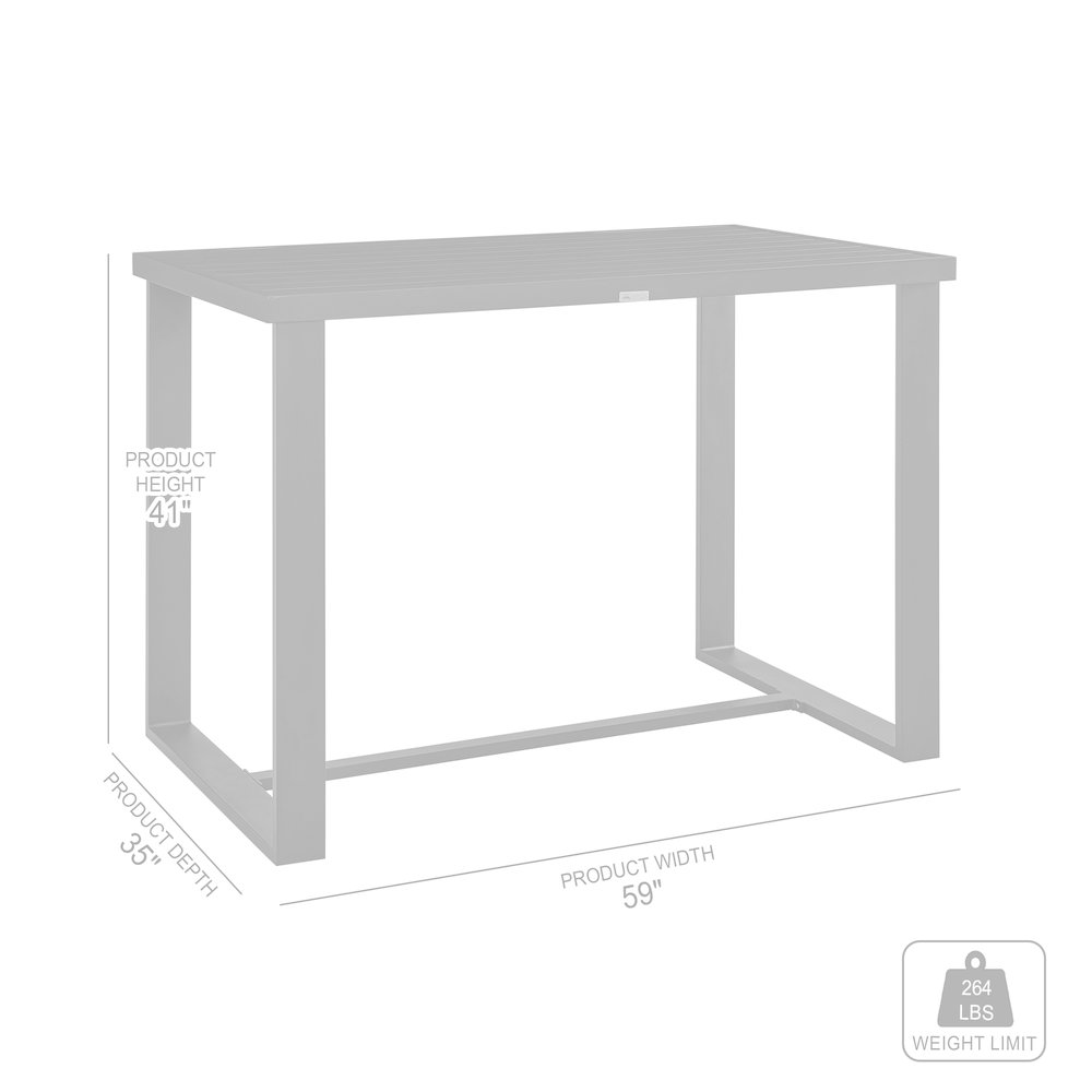 Outdoor Patio 5-Piece Bar Table Set in Aluminum with Gray Rope and Cushions. Picture 10
