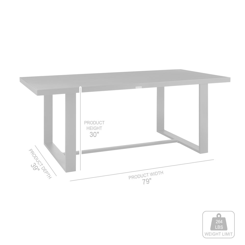 Outdoor Patio 5-Piece Dining Table Set in Aluminum with Gray Rope and Cushions. Picture 11