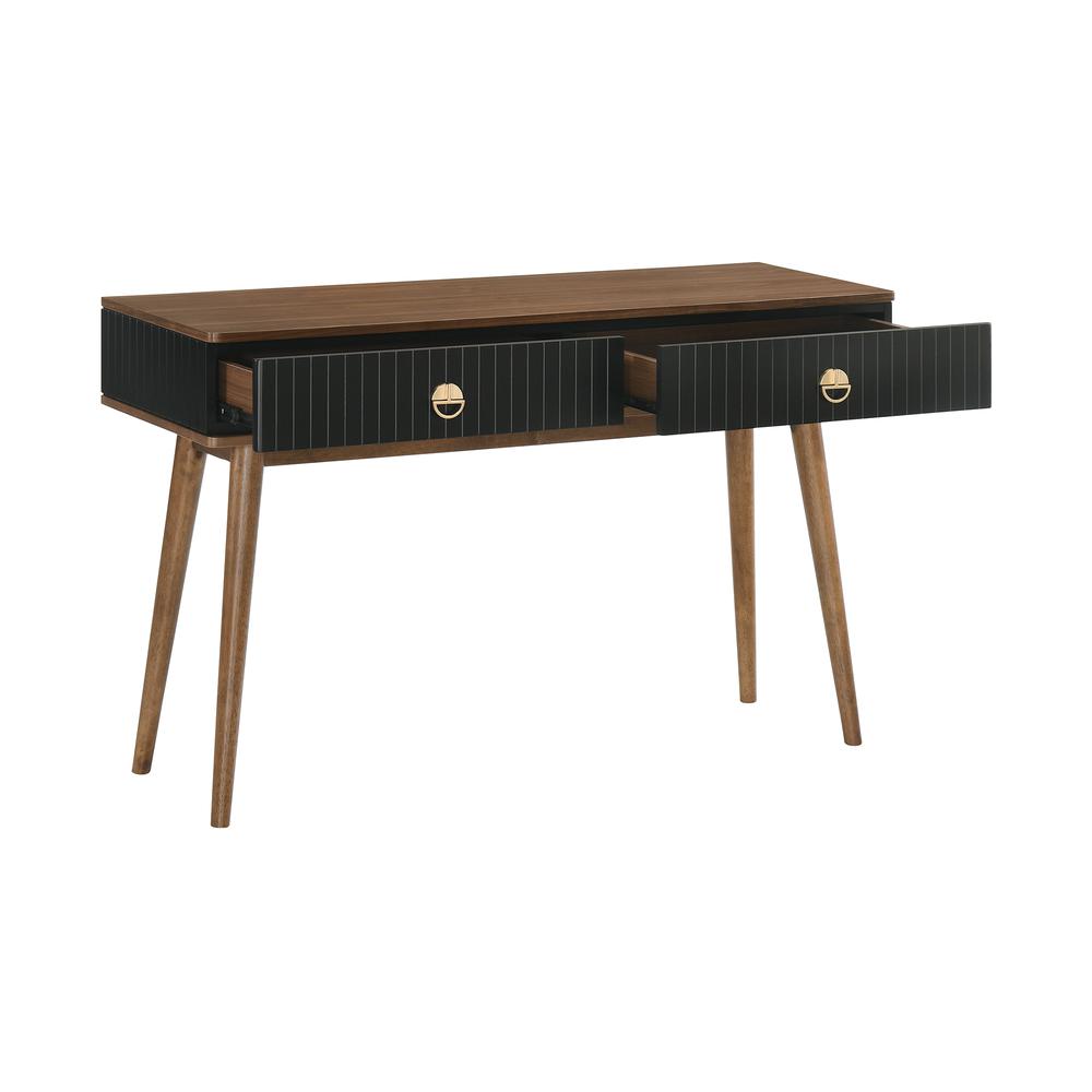Amigo Black Veneer and Walnut Wood Console Table. Picture 3