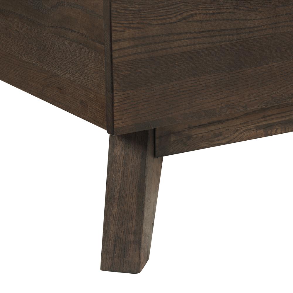 Astoria King Platform Bed Frame in Oak with Black Faux Leather. Picture 5
