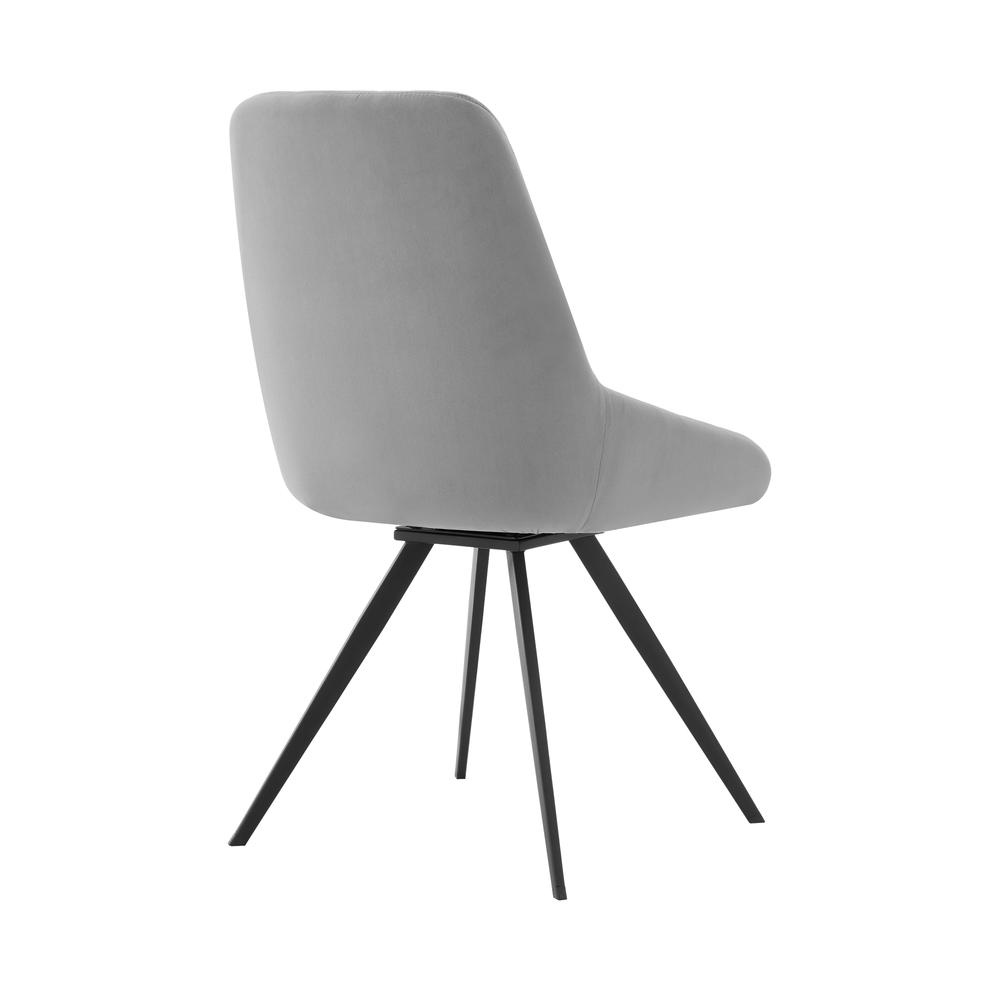 Alison Swivel Gray Velvet and Metal Dining Room Chairs - Set of 2. Picture 3
